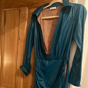 Ramy Brook Turquoise Leather Dress